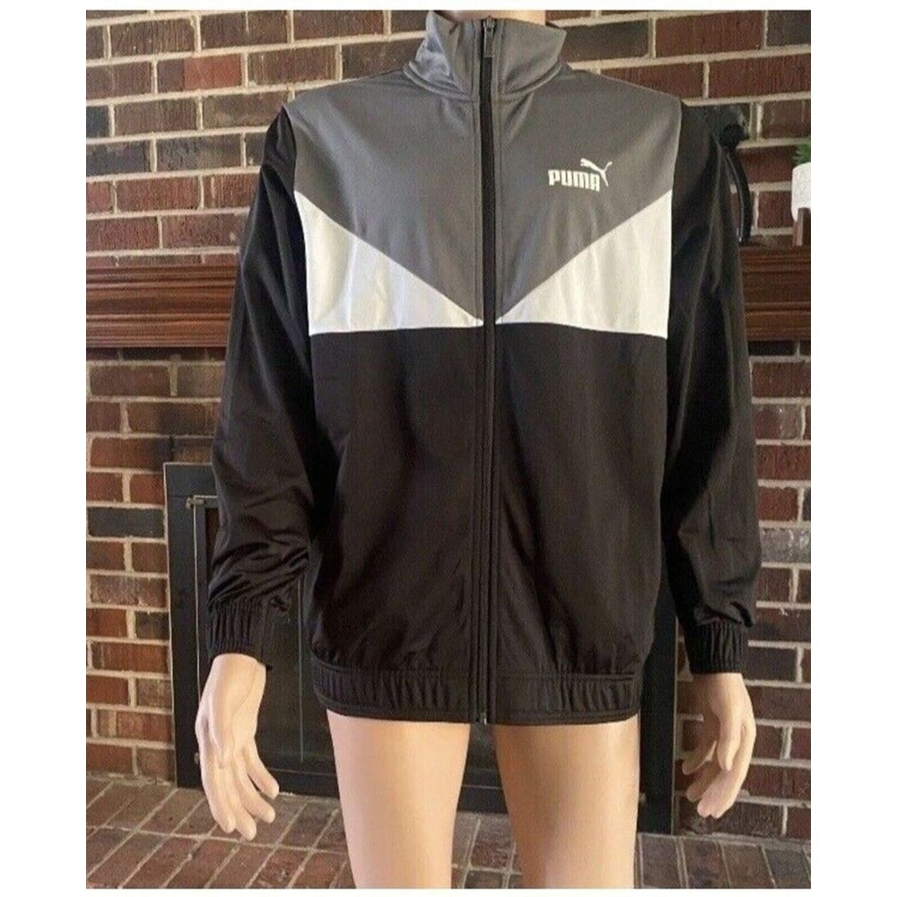 Puma Track Suit Jacket Men Size Small Full Zip Colorblock‎ Logo Pockets  New